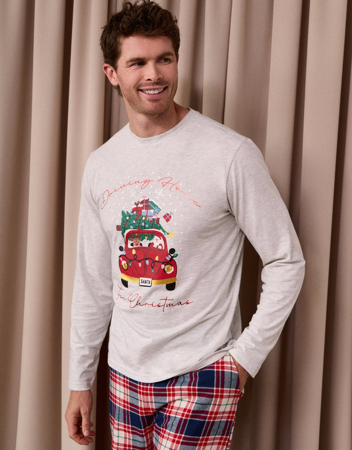 Santa Car Pyjama Set in Cream