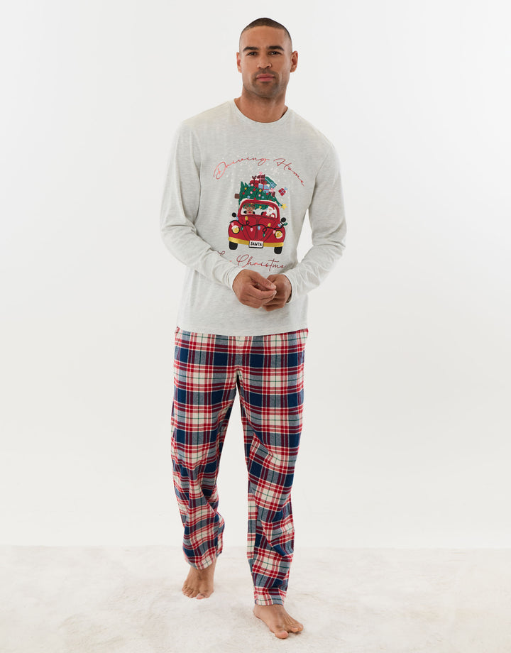 Santa Car Pyjama Set in Cream