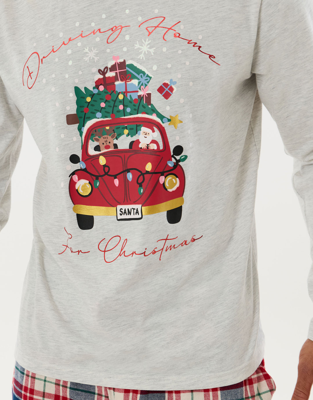Santa Car Pyjama Set in Cream