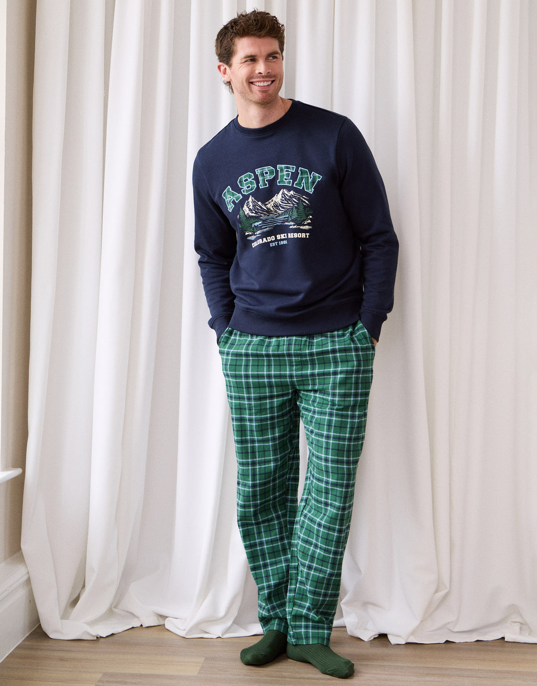 Aspen Pyjama Set in Green Check