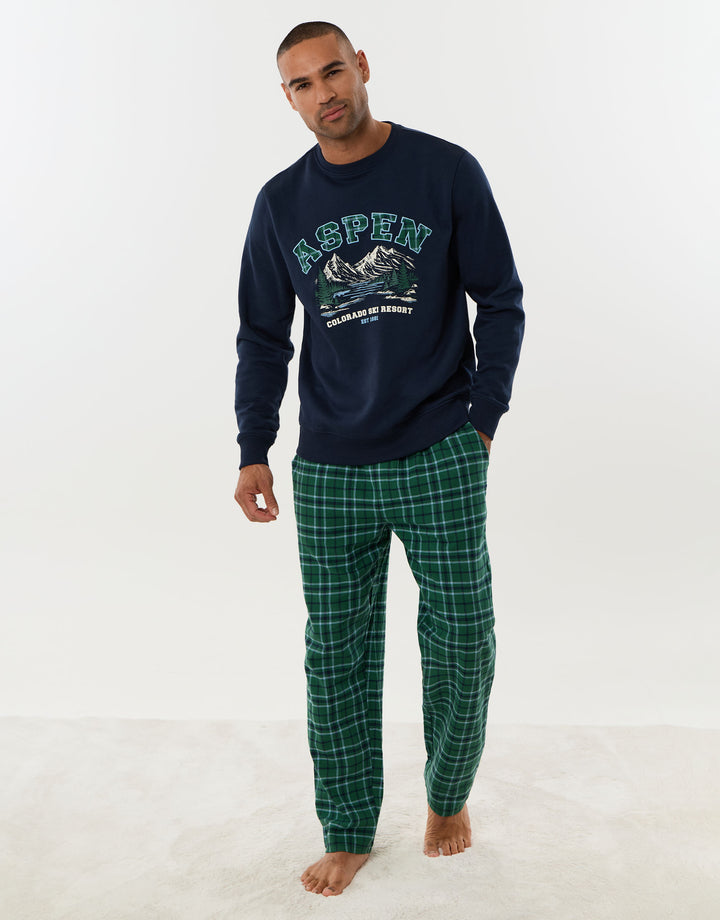 Aspen Pyjama Set in Green Check