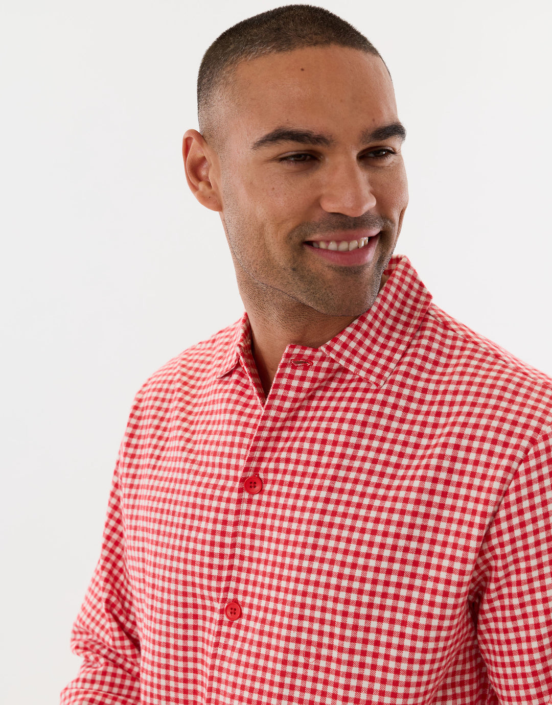 Cotton Button Up Pyjama Set in Red Gingham