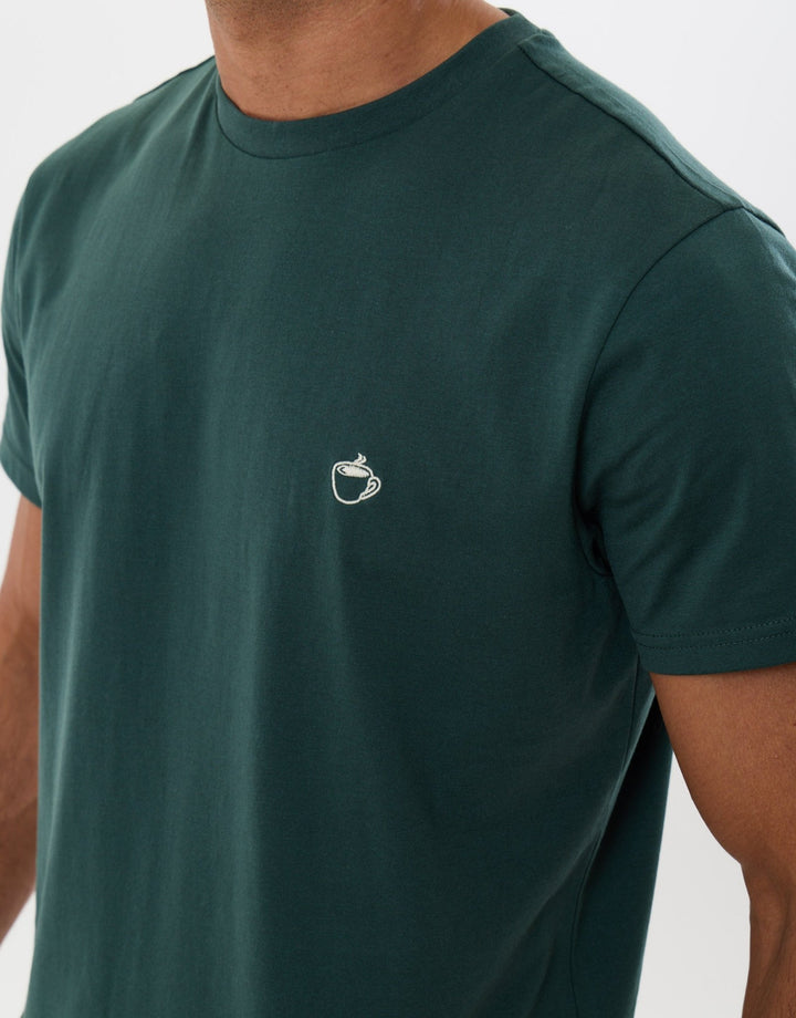 Threadbare T-Shirt & Cotton Flannel Trousers Pyjama Set in Teal Green Check - detail