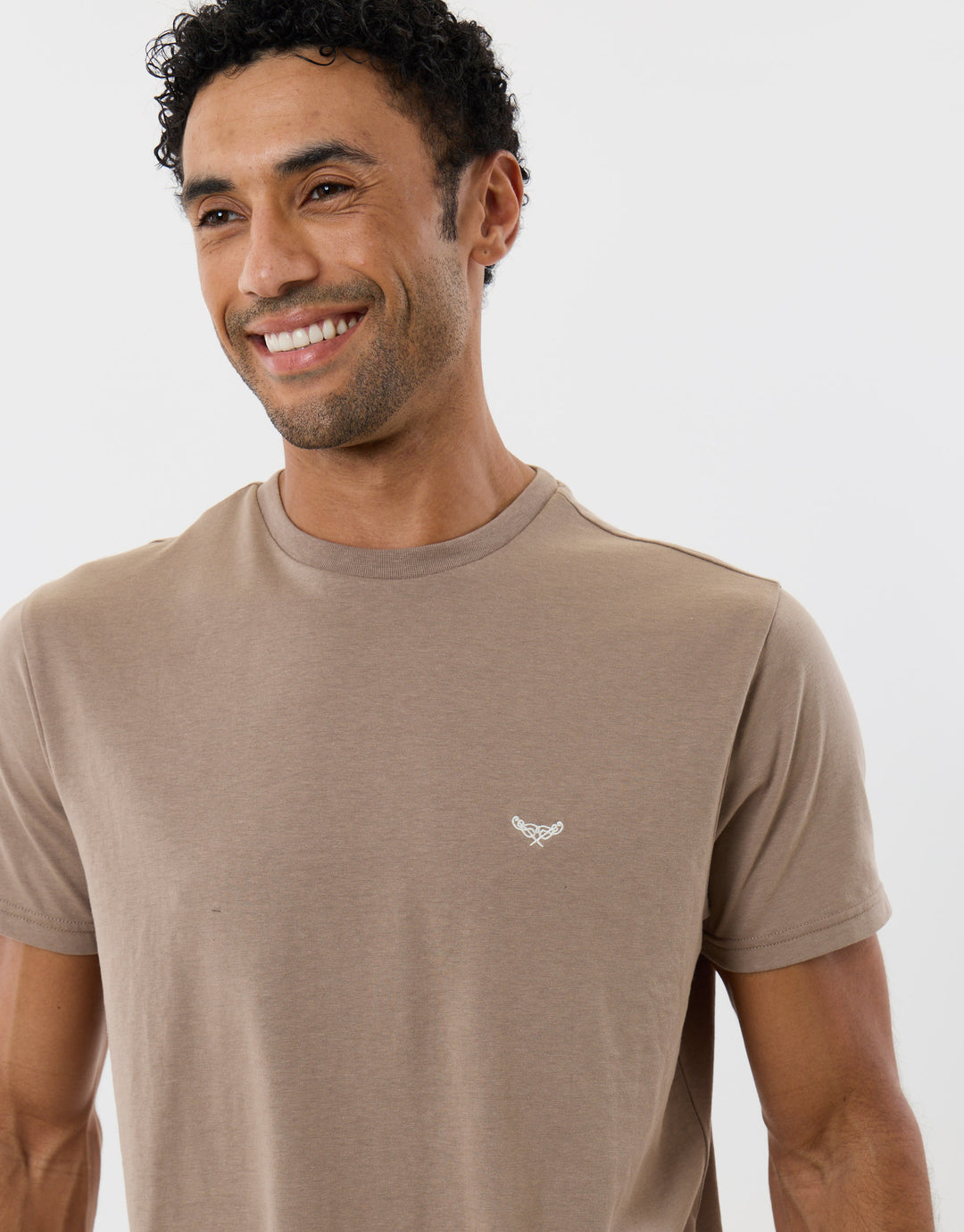 T-Shirt & Cotton Flannel Trousers Pyjama Set in Taupe Check