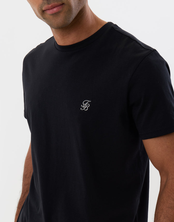 Threadbare T-Shirt & Cotton Flannel Trousers Pyjama Set in Black Stripe - detail