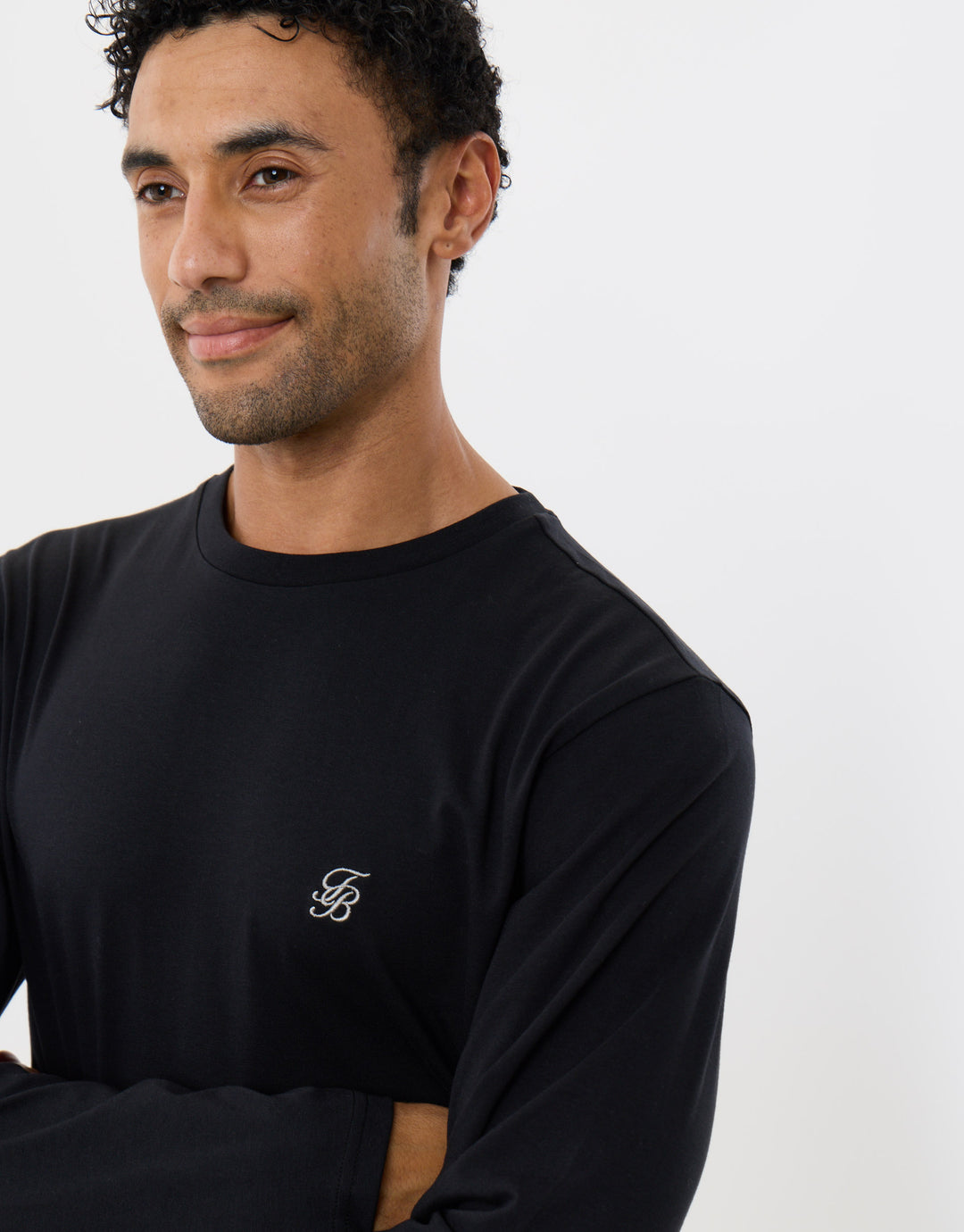 Sleeved Top & Trouser Pyjama Set in Black Stripe