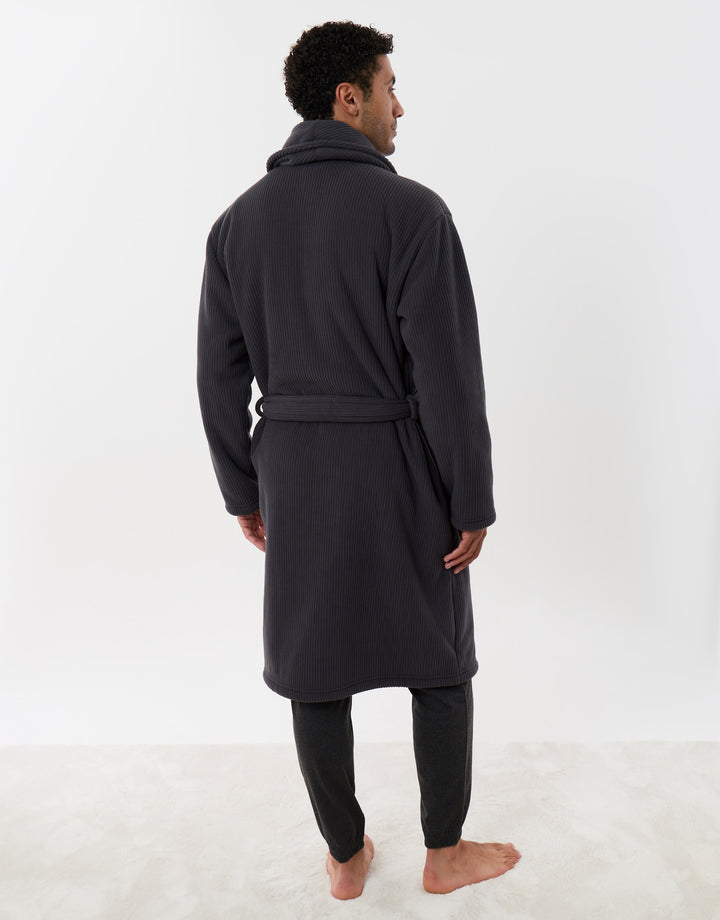 Sherpa Lined Dressing Gown in Charcoal
