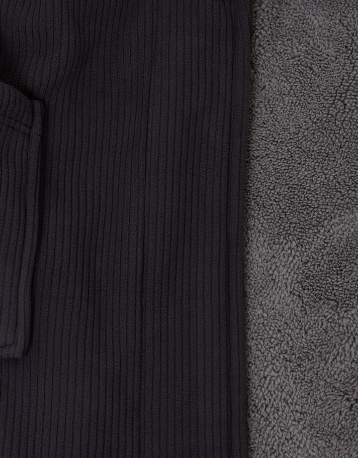 Sherpa Lined Dressing Gown in Charcoal