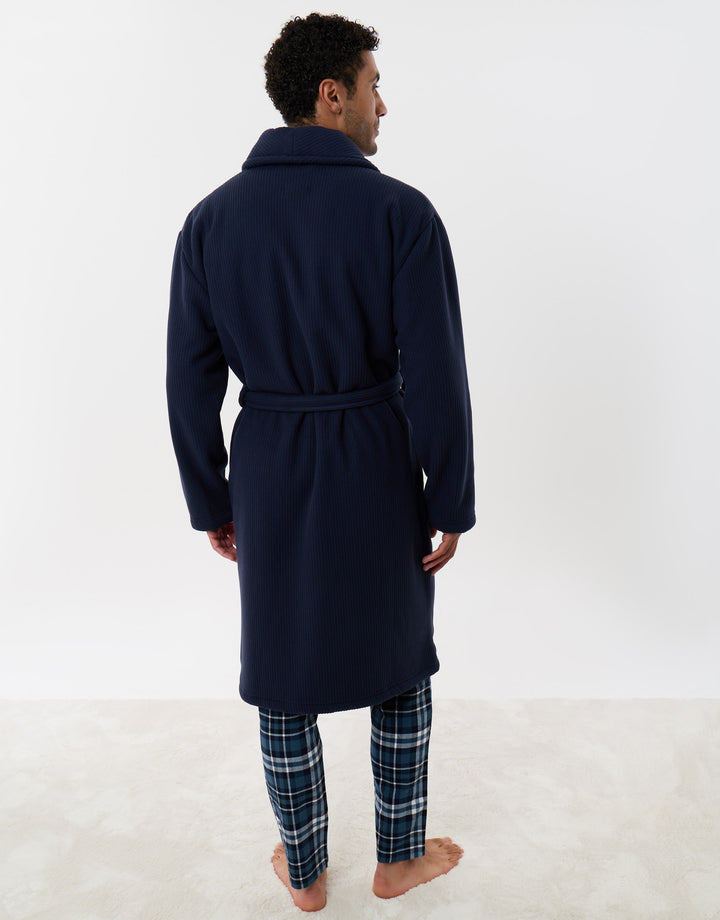 Sherpa Lined Dressing Gown in Navy