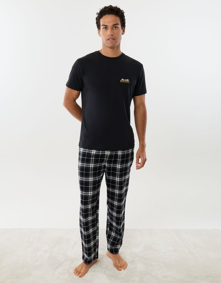 Get Festive Christmas Pyjama Set in Black Check