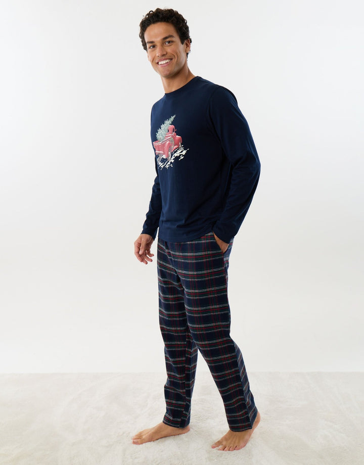 Santa's Truck Christmas Lounge Set in Navy Check