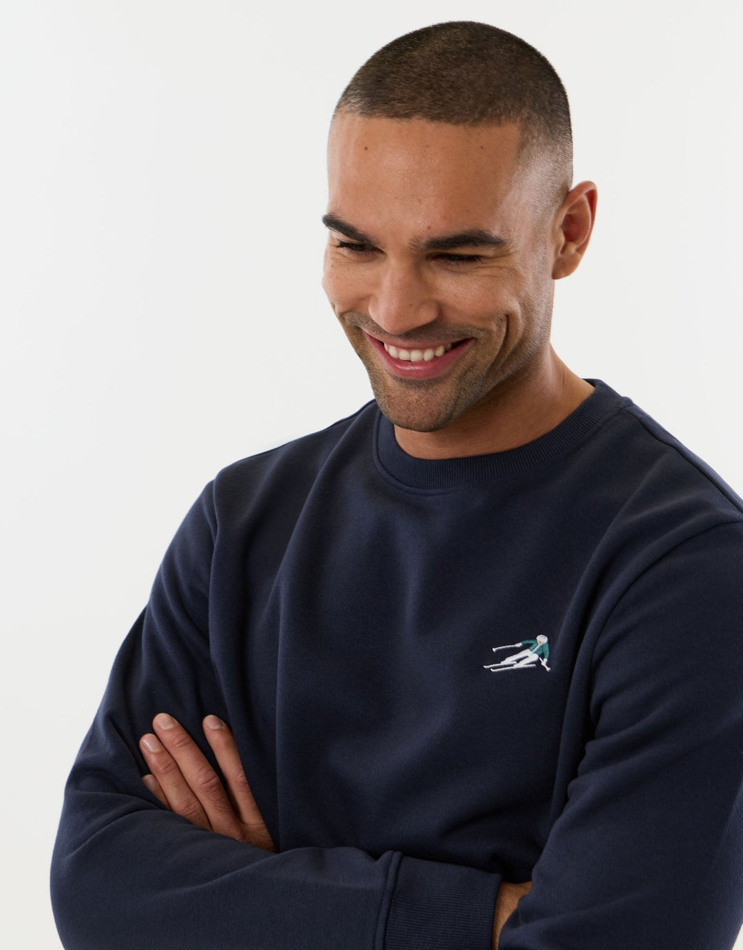 Threadbare Ski Print Long Sleeve Pyjama Set in Navy - close up