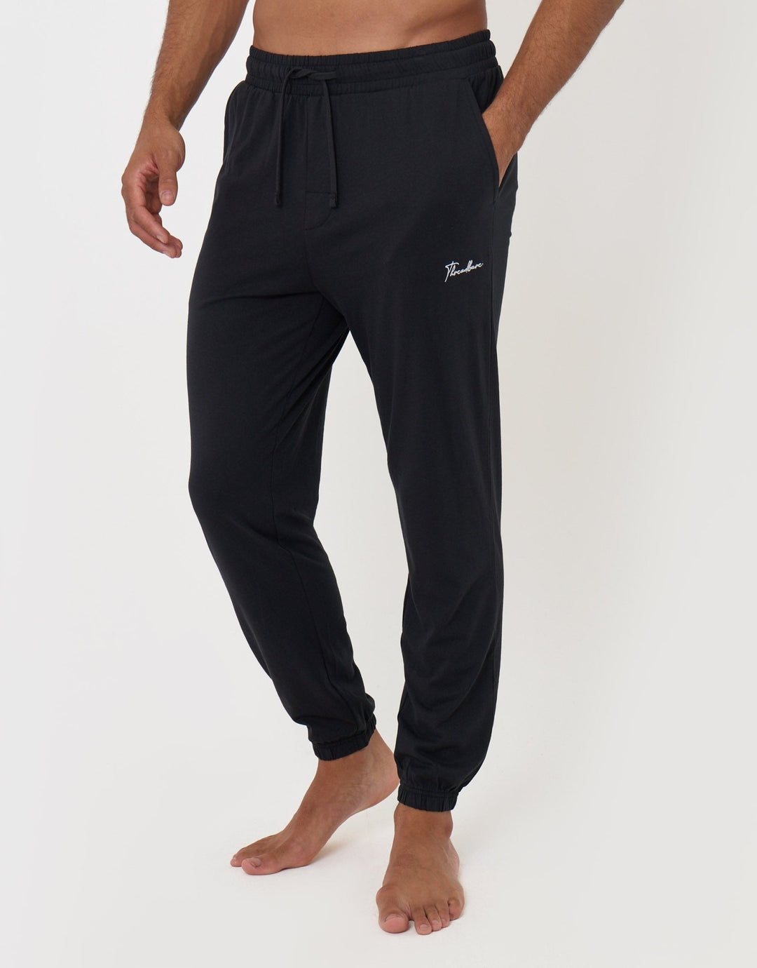 Threadbare 2 Pack Cuffed Joggers in Black & Grey - black front view