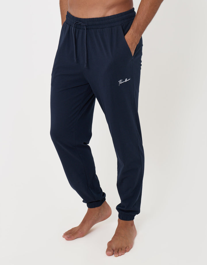Threadbare 2 Pack Cuffed Joggers in Black & Navy - navy front