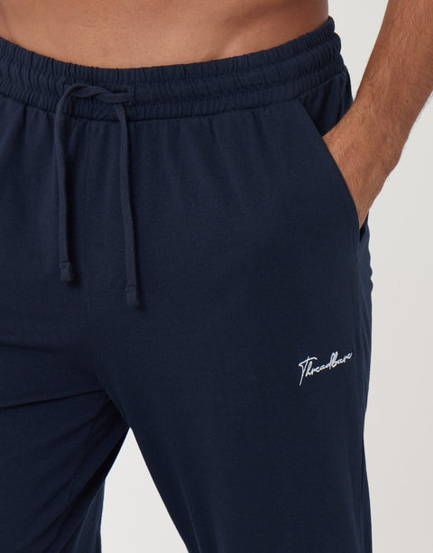 Threadbare 2 Pack Cuffed Joggers in Black & Navy - navy detail