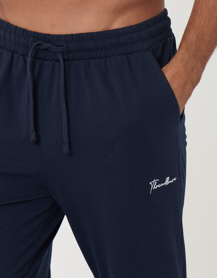 Threadbare 2 Pack Cuffed Joggers in Black & Navy - navy detail
