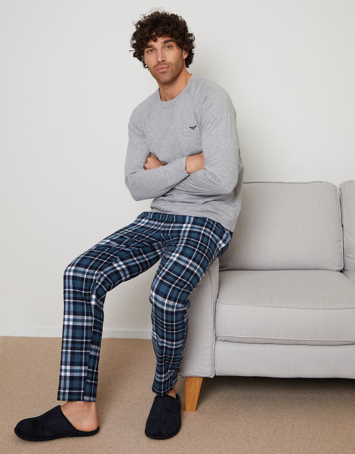 Grey Check Long Pyjama Sweatshirt & Pants (2-Piece Set)