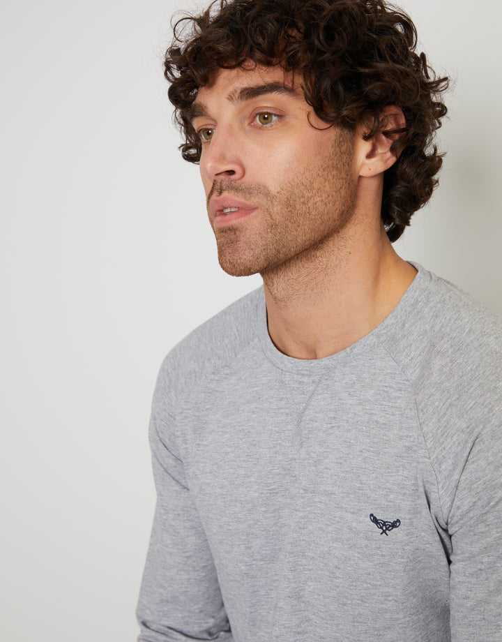 Grey Check Long Pyjama Sweatshirt & Pants (2-Piece Set)