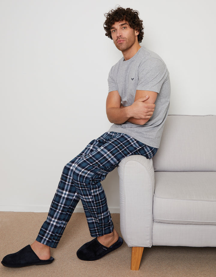 Grey & Teal Check Pyjamas (2-Piece Set)