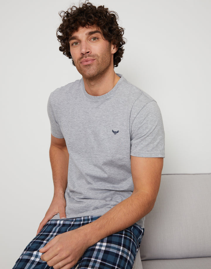 Grey & Teal Check Pyjamas (2-Piece Set)