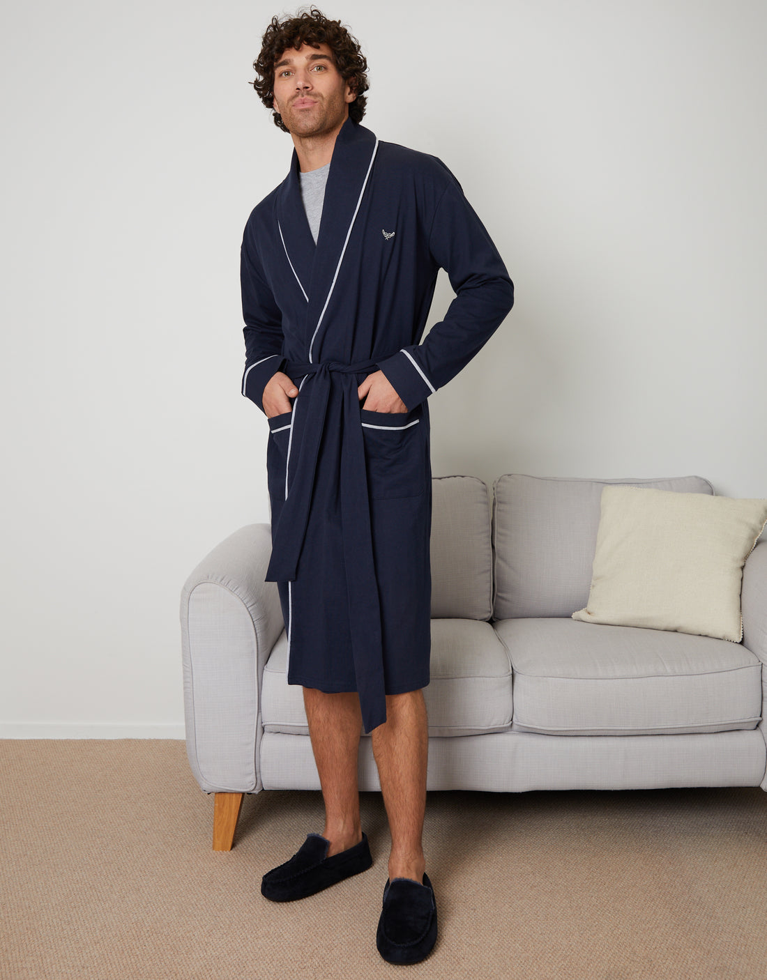 Grey Mens Womens Fleece Waffle Long Bath Robe Luxury Lightweight Dressing  Gown Robe
