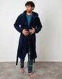Navy Borg Hooded Dressing Gown