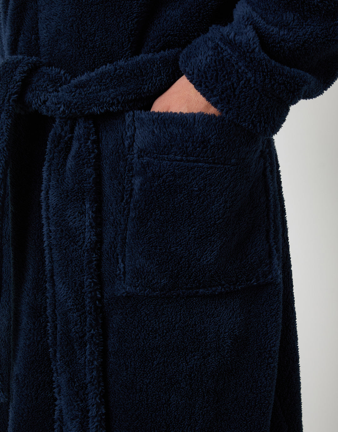 Navy Borg Hooded Dressing Gown