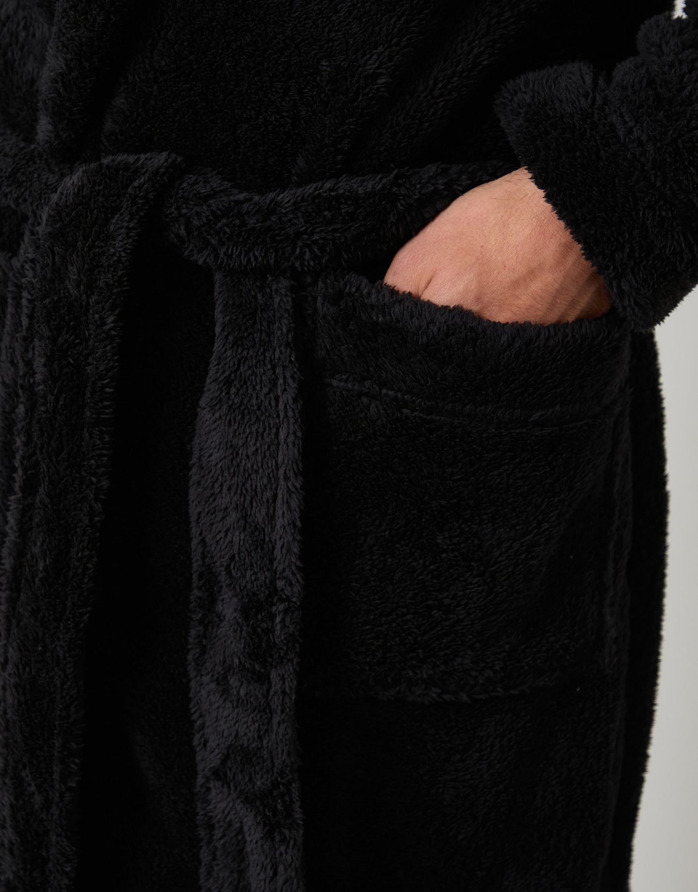 Threadbare Men's Black Borg Hooded Dressing Gown Threadbare Men's Black Borg Hooded Dressing Gown