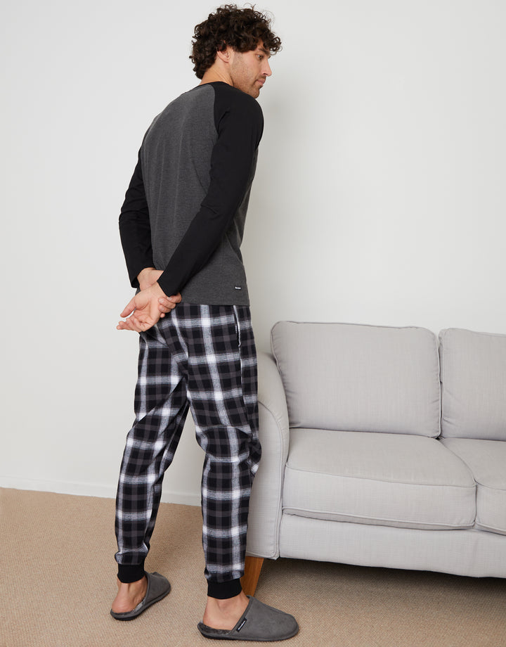Grey Raglan Sleeve & Check Pant Pyjamas (2-Piece Set)