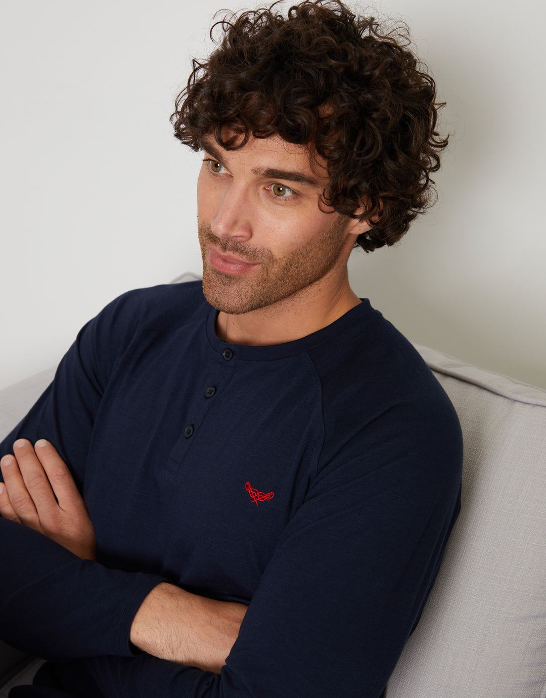 Navy & Red Check Pyjama Long Top & Bottoms (2-Piece Set)