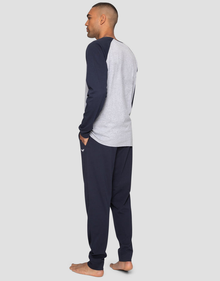 Grey & Navy Raglan Sleeve Pyjamas (2-Piece Set)