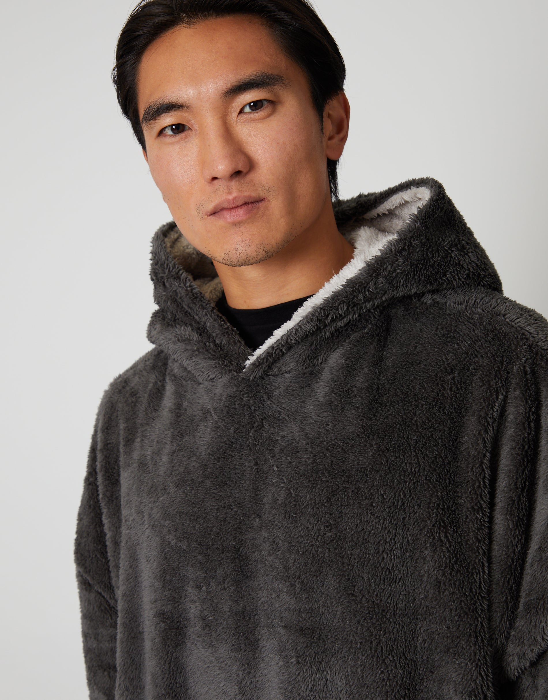 Threadbare Men's Charcoal Grey Oversized Longline Lounge Hoodie