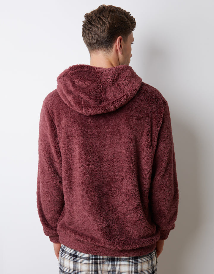 Burgundy Borg Lounge Hoodie