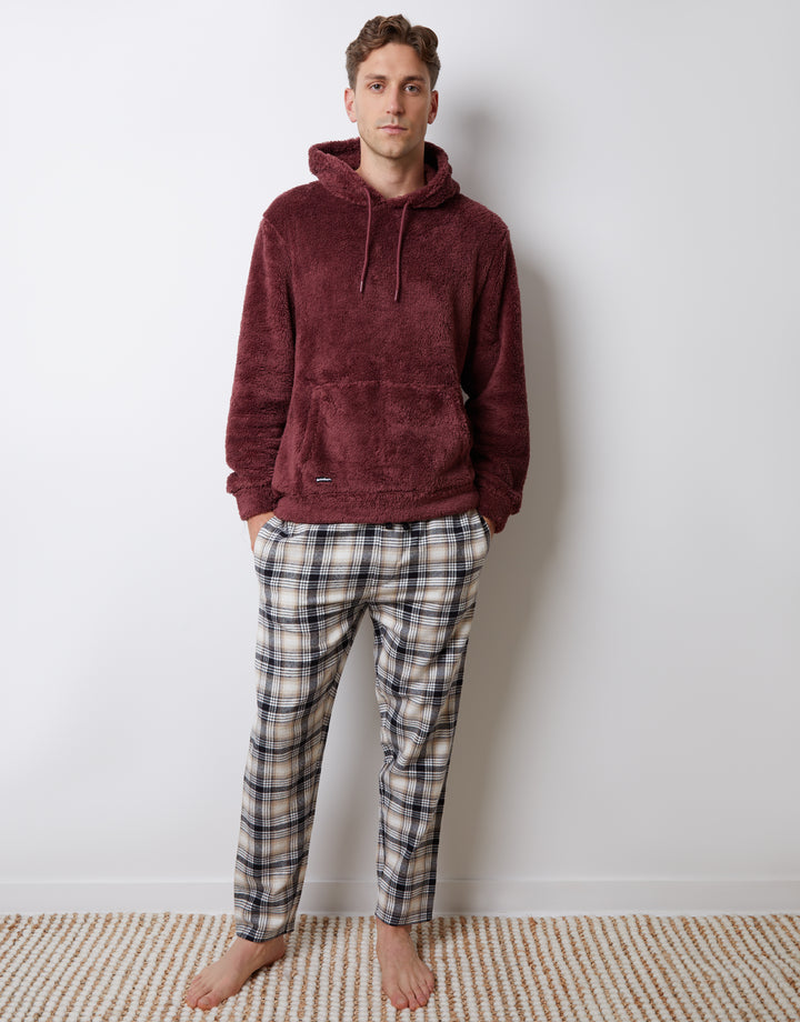 Burgundy Borg Lounge Hoodie