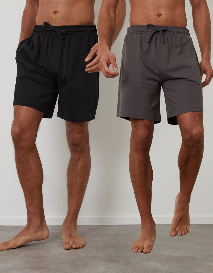 Black & Slate Grey Lounge Shorts (2 Pack)
