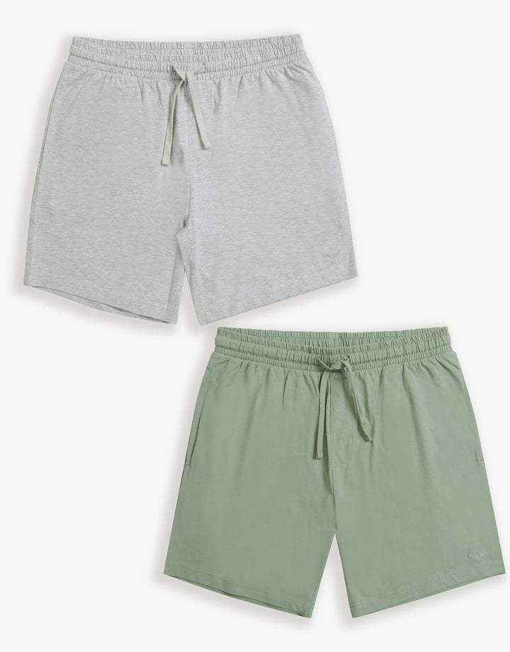 Grey Marl & Sage Green Lounge Shorts (2 Pack)
