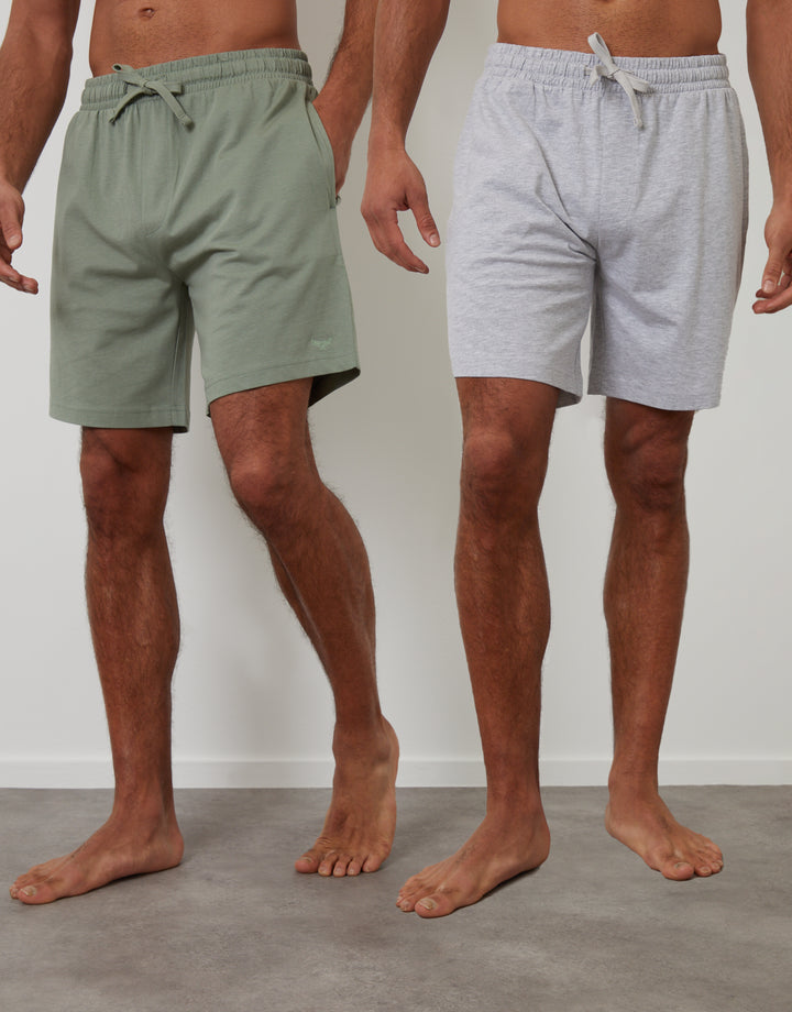 Grey Marl & Sage Green Lounge Shorts (2 Pack)