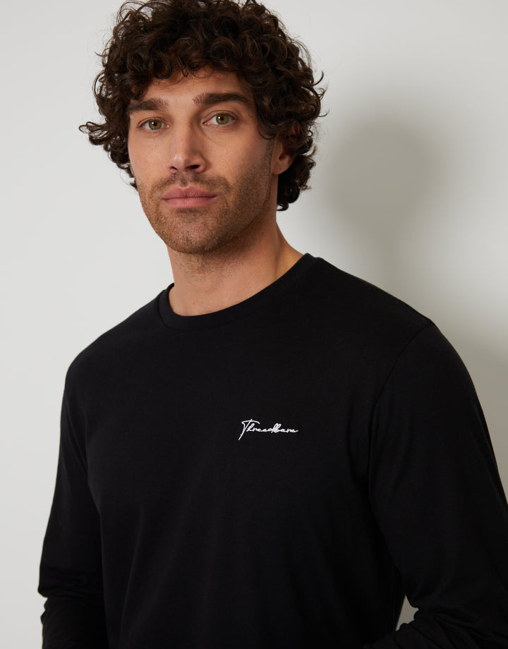 Black Long Sleeve Pyjamas (2-Piece Set)