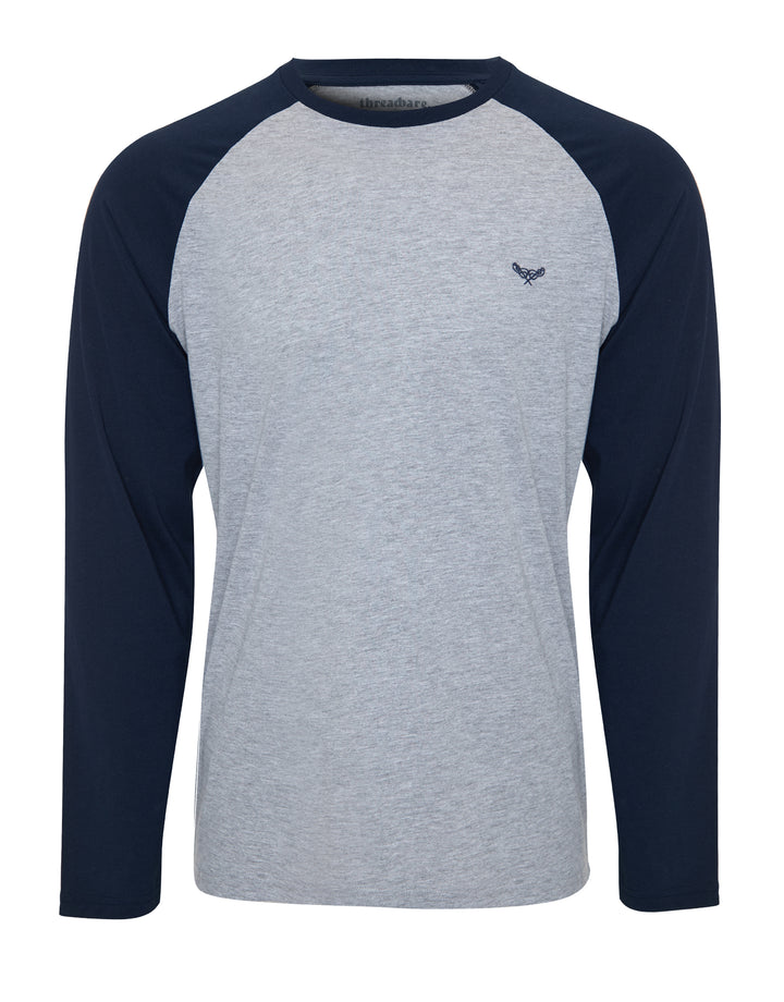 Grey & Navy Raglan Sleeve Pyjamas (2-Piece Set)