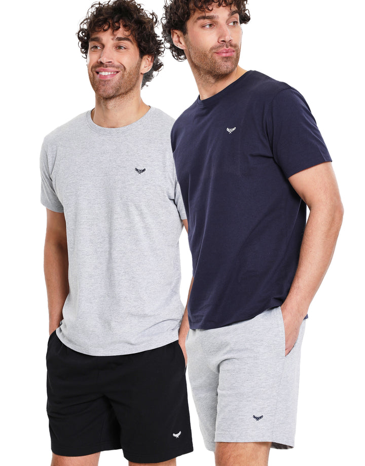 Black & Grey Marl Jogger Style Loungewear Shorts (2 Pack)