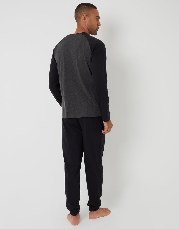 Grey & Black Raglan Sleeve Pyjamas (2-Piece Set)