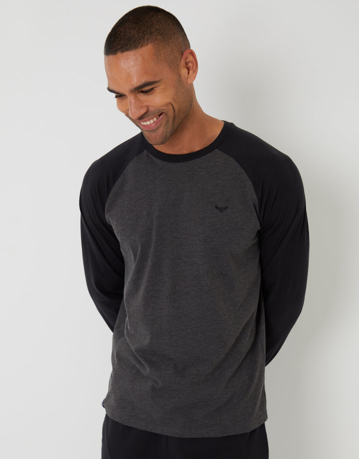Grey & Black Raglan Sleeve Pyjamas (2-Piece Set)
