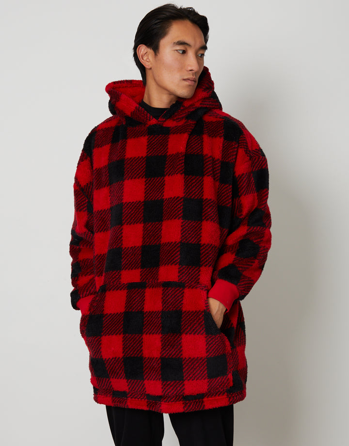 Red Check Borg Oversized Hoodie