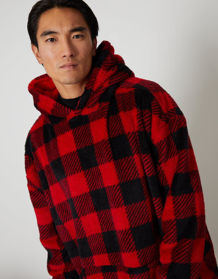 Red Check Borg Oversized Hoodie