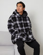 Black Check Borg Oversized Hoodie