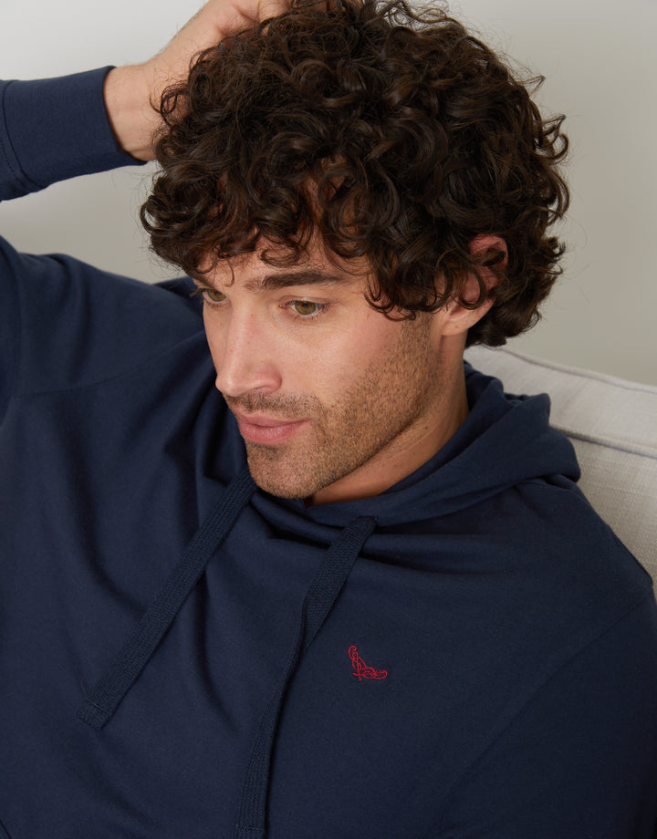 Navy Hoodie & Check Bottoms Pyjamas (2 Piece Set)