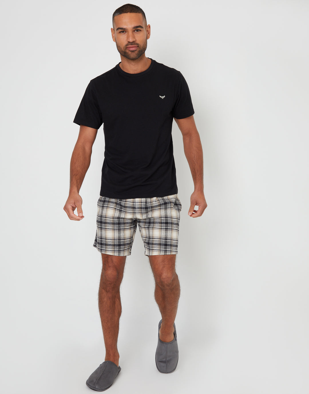 Black Check Shortie Pyjamas (2-Piece Set)