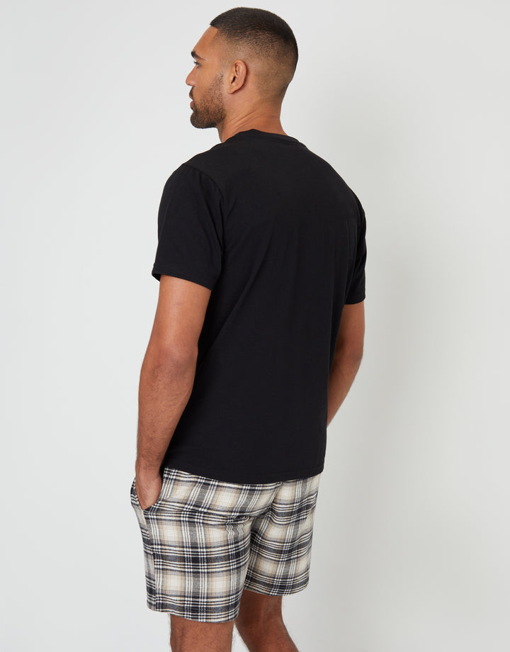 Black Check Shortie Pyjamas (2-Piece Set)