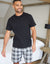 Black Textured T-Shirt & Check Short Pyjamas (2-Piece Set)