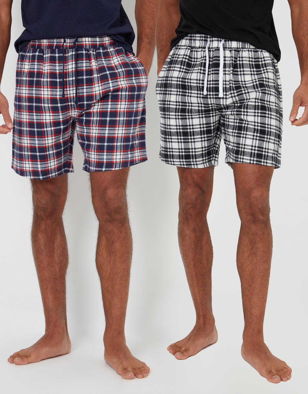 Check Brushed Cotton Flannel Lounge Shorts (2 Pack)